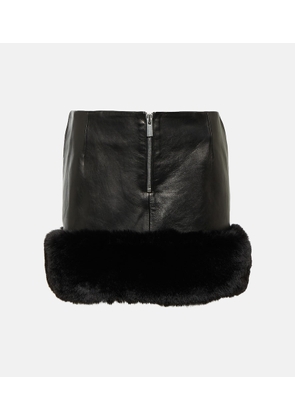 Magda Butrym Faux fur-trimmed leather mini skirt