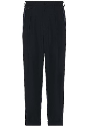 Beams Plus 2 Pleats Trousers in Navy - Navy. Size M (also in XL/1X).