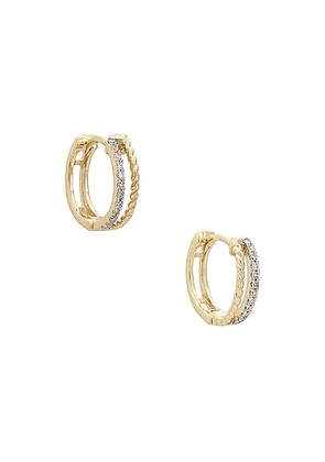 STONE AND STRAND Velvet Rope Pave Second Hole Huggies Earrings in 10k Yellow Gold & White Diamond - Metallic Gold. Size all.