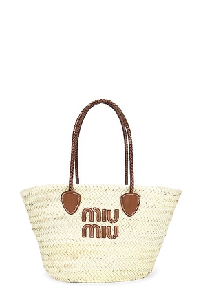 Miu Miu Palmito Tote Bag in Naturale & Cognac - Brown. Size all.