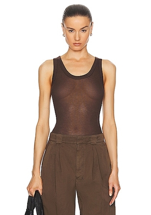 Lemaire Seamless Rib Tank Top in Dark Chocolate - Chocolate. Size L (also in S).