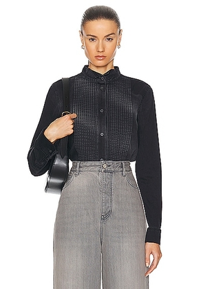 Loewe Pleated Shirt in Washed Black - Black. Size 34 (also in 36, 38, 40).