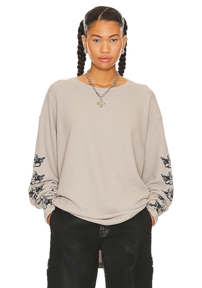 Boys Lie Beyond The Veil Thermal Tee in Taupe.