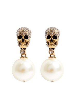 Alexander Mcqueen Skull-embellished Drop Earrings - Gold