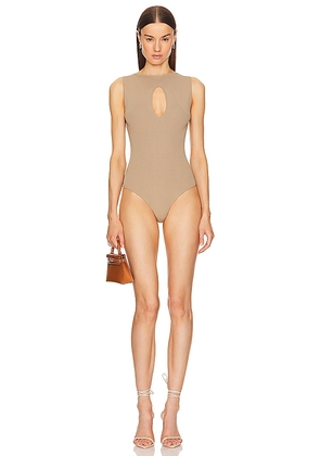 Helsa Carina Bodysuit in Tan. Size M, S, XL, XS.
