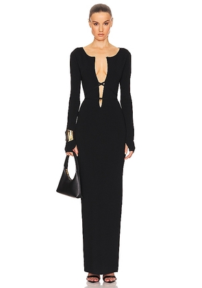 Helsa Niall Deep V Neck Dress in Black. Size M, S, XL, XS, XXS.