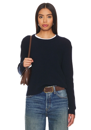 Guest In Residence Light Rib Crew Sweater in Navy. Size S, XL, XS.