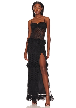 MAJORELLE Sienna Lace Gown in Black. Size M.