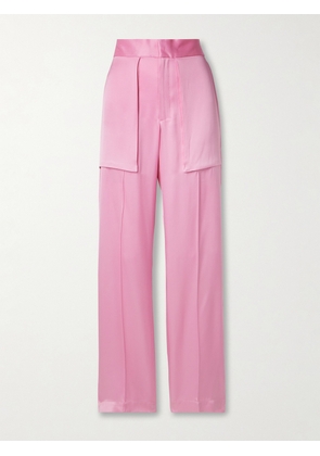SASUPHI - Adriana Satin-trimmed Silk-blend Straight-leg Pants - Pink - IT36,IT38,IT40,IT42,IT44