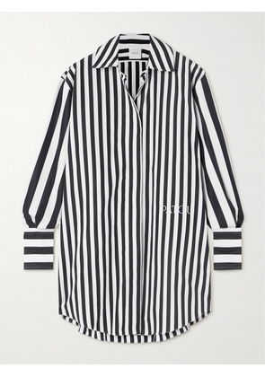 Patou - Iconic Oversized Embroidered Striped Cotton-poplin Mini Shirt Dress - Black - FR34,FR36,FR38,FR40,FR42,FR44
