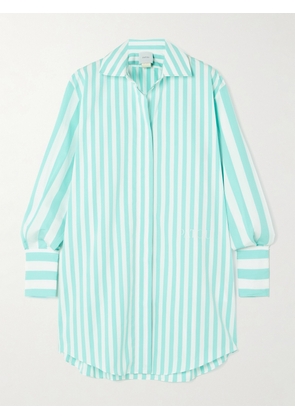 Patou - Iconic Oversized Embroidered Striped Cotton-poplin Mini Shirt Dress - Green - FR34,FR36,FR38,FR40,FR42,FR44