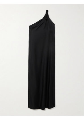 LOULOU STUDIO - Adela One-shoulder Knotted Silk-twill Maxi Dress - Black - x small,small,medium,large,x large