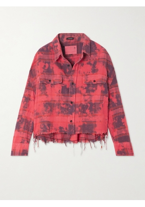 R13 - Distressed Cropped Cotton-flannel Shirt - Red - x small,small,medium,large