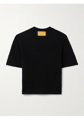 Guest In Residence - Featherweight Cropped Wool, Cashmere And Silk-blend Sweater - Black - x small,small,medium,large,x large