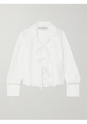 JW Anderson - Tie-front Cotton-poplin Shirt - White - UK 6,UK 8,UK 10,UK 12,UK 14