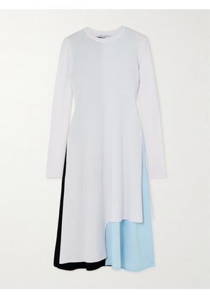 JW Anderson - Layered Color-block Jersey Midi Dress - White - x small,small,medium,large