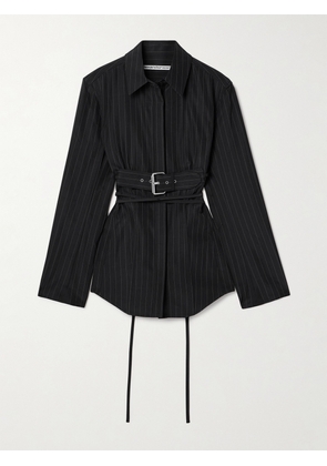 Alexander Wang - Belted Cutout Pinstriped Woven Shirt - Black - US0,US2,US4,US6,US8