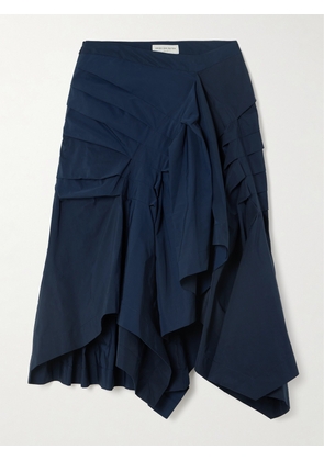 Dries Van Noten - Asymmetric Pintucked Taffeta Skirt - Blue - FR34,FR36,FR38,FR40,FR42,FR44