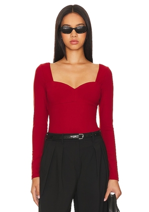 Susana Monaco Sweetheart Long Sleeve Top in Red. Size M, S, XL, XS.