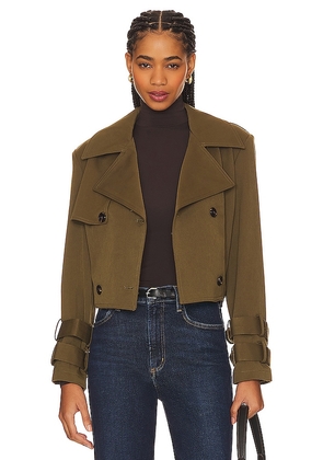WeWoreWhat Cropped Trench Coat in Olive. Size L.