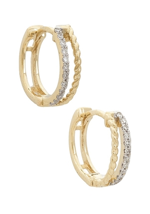 STONE AND STRAND Velvet Rope Pave Second Hole Huggies Earrings in Metallic Gold.
