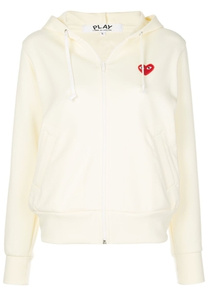 Comme Des Garçons Play heart-patch zip-up hoodie - White
