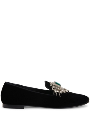 Giuseppe Zanotti Euphemiee crystal-embellished velvet loafers - Black