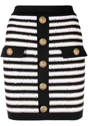 Balmain striped button-embellished skirt - Black