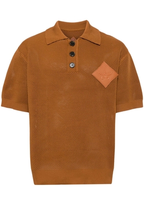 MCM logo-appliqué knitted polo shirt - Brown