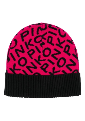 PINKO logo-print beanie hat - Black