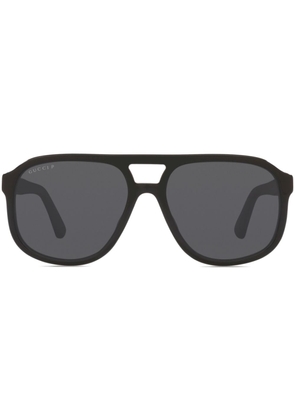 Gucci Eyewear logo-plaque pilot-frame sunglasses - Black