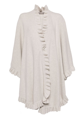 N.Peal frilled organic cashmere cape - Grey