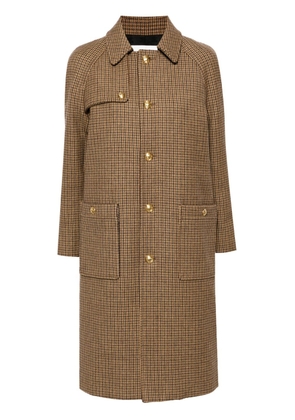 Céline Pre-Owned houndstooth-pattern single-breasted coat - Brown