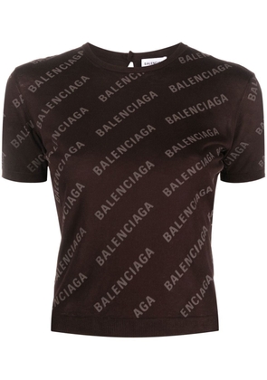 Balenciaga logo-print cropped knitted top - Brown