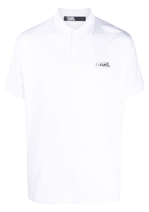 Karl Lagerfeld logo-print cotton polo shirt - White