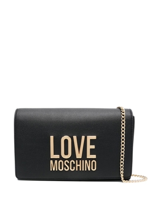 Love Moschino logo-lettering faux leather clutch - Black