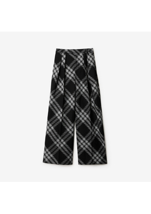 Burberry Pleated Check Wool Trousers
