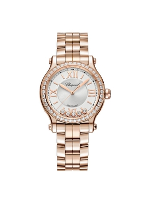 Chopard Rose Gold And Diamond Happy Sport Automatic Watch 33Mm