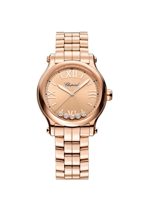 Chopard Rose Gold And Diamond Happy Sport Watch 33Mm
