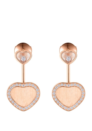 Chopard Rose Gold And Diamond Happy Hearts Earrings