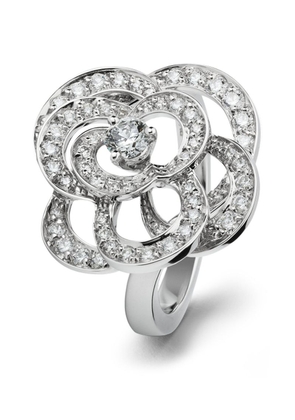 Chanel White Gold And Diamond Fil De Camélia Ring