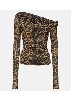 Blumarine Floral-appliqué leopard-print top