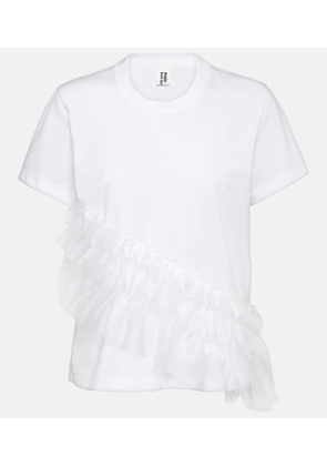 Noir Kei Ninomiya Tulle-trimmed cotton jersey T-shirt