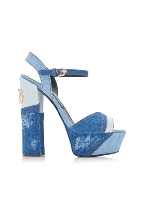 Dolce & Gabbana - Keira Patchwork Denim Platform Sandals - Blue - IT 36 - Moda Operandi