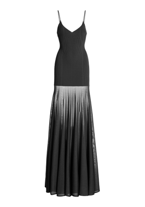 Brandon Maxwell - The Katya Sheer Knit Maxi Dress - Black - L - Moda Operandi