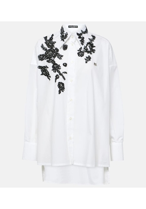 Dolce&Gabbana Lace-appliqué cotton poplin shirt