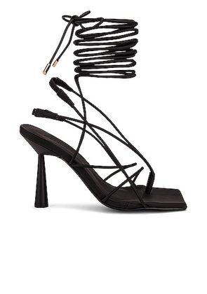 GIA BORGHINI x RHW Tall Lace Up Sandal in Black Matte - Black. Size 35 (also in 35.5, 36).