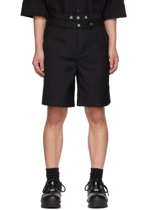 C2H4 Black Plaque Shorts