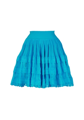 ALAÏA - Pointelle-Knit Crinoline Mini Skirt - Blue - FR 38 - Moda Operandi