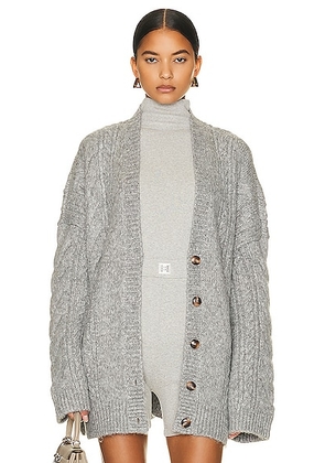 Helsa Serena Cable Cardigan in Heather Grey - Grey. Size L (also in M).